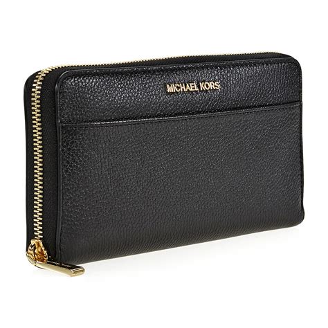 michael kors mercer leather black wallet|Michael Kors checkbook wallet black.